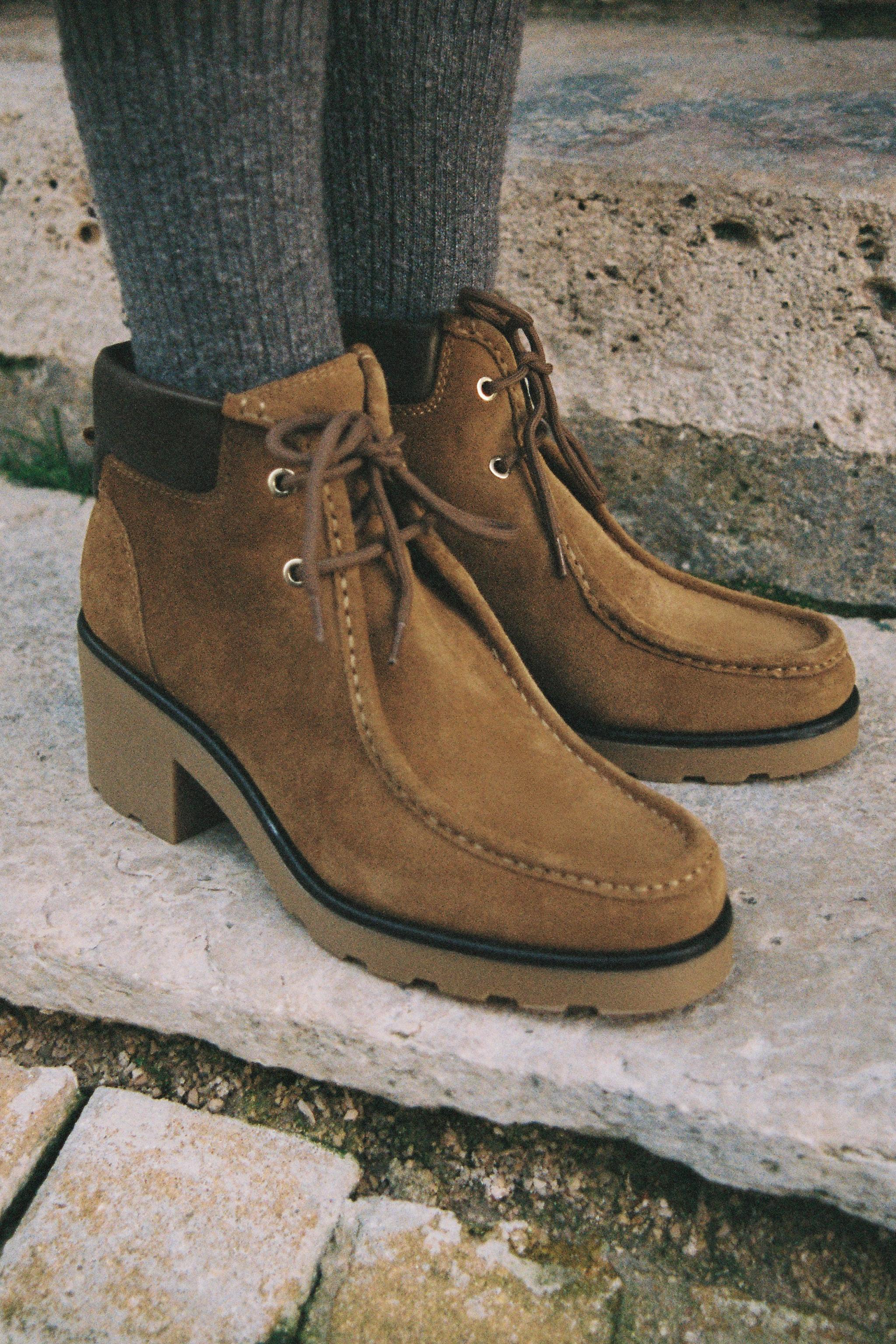 LACED HEELED ANKLE BOOTS